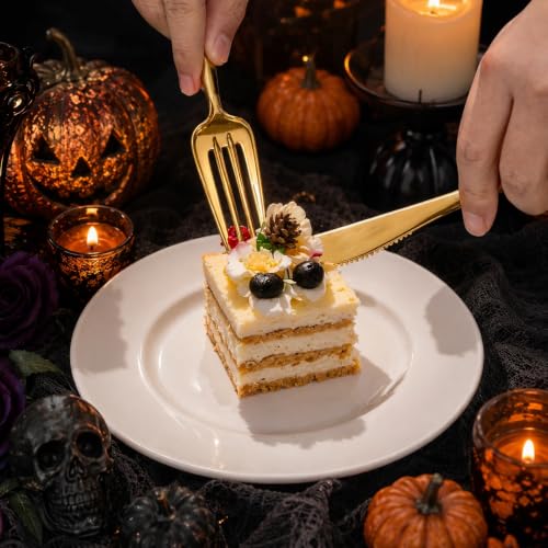 SUT 600-Piece Gold Plastic Cutlery Set Heavy Duty Disposable Utensils for Events