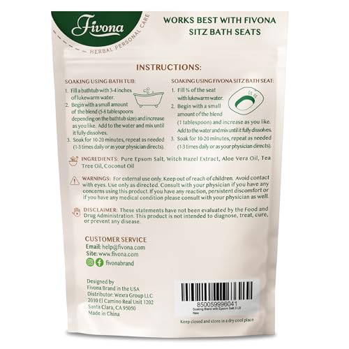 FIVONA Sitz Bath Salts 3 lb Pack for Hemorrhoids Postpartum Care – Soothing Epsom Salt Blend w/ Essential Oils