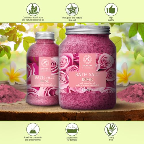 Rose Bath Salts 46 Oz with Natural Rosewood & Rose Extract – Spa Skin Care, Variation of 45.85 Ounce