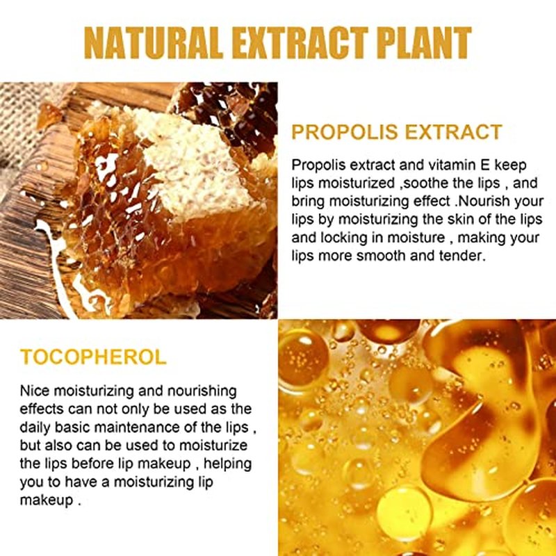 4Pcs Lip Balm Honey Pot, Propolis Moisturizing Honey Lip Mask Lip Balm, Reduces Lip Lines, Prevention Dry and Cracked Lip Scrubs Exfoliator. ¡¦