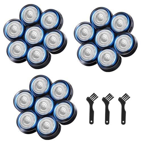 7 Blades Head Shaver Replacement Heads - 3 Count - Compatible with 5-Head & Above Models