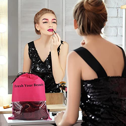 Large Rose Red Wig Storage Bags with Drawstring - Pack of 10