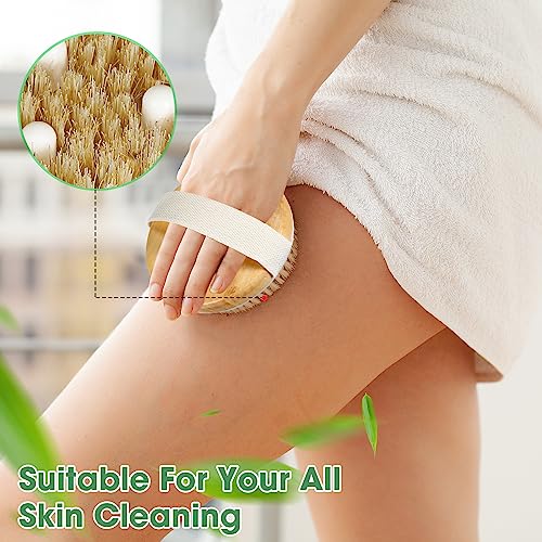 Gejoy 20 Pcs Dry Brushing Body Brush for Lymphatic Drainage Exfoliating Brush with Massage Nodule Dry Skin Body Scrubber Cellulite Shower Circulation Dead Exfoliator (4.3 x 4.3 Inches,Wood Color)