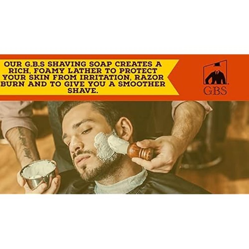 G.B.S Men's Shaving Soap 97 Percent All Natural Enriched with Shea Butter and Glycerin, 3-Ounce, Each Pack of 3
