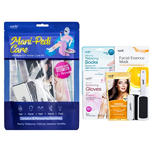 Epielle Mani-Pedi Care Kit, 6 Pampering Spa Essentials, Nail Buffing, Hand and Foot Care, At-Home Spa Kit, Self Care Gifts for Women, Korean Skin Care Set, Stocking Stuffers