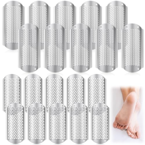 20 Pack Silver Foot File Replacement Blades Callus Remover Pedicure Rasp - Detachable Stainless Steel Scrubber for Hard Skin
