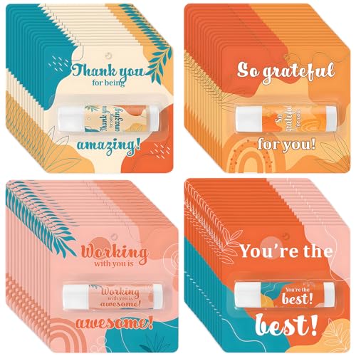 Capoda 60 Pcs Employee Appreciation Gifts Bulk Retro Boho Lip Balms You¡¯re the Balm Thank You Appreciation Gifts for Adult Women Men Coworker Team Staff Teachers Nurse Volunteer Party Favors