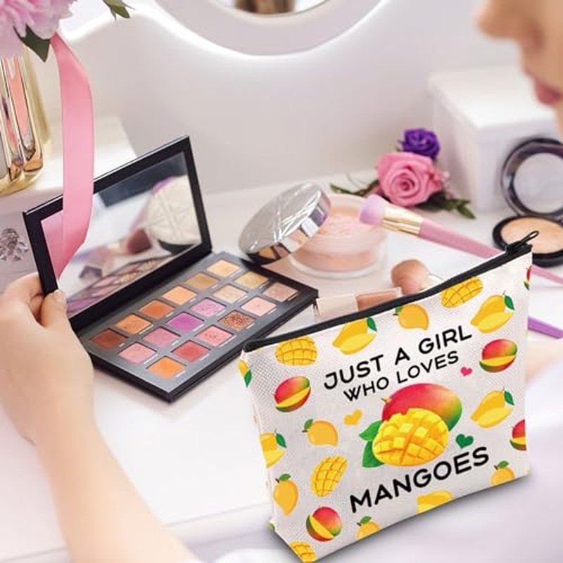 Gzrlyf Just a Girl Who Loves Mangoes Mango Makeup Bag Mango Lovers Mango Girl Makeup Bag Funny Mango Lover Gifts (Just mangos)
