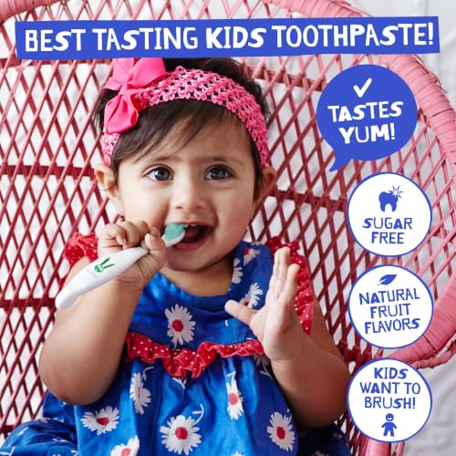 Jack N Jill Natural Blueberry Toothpaste - 1.76 oz Pack of 3 for Kids, Fluoride-Free, Gentle Gums
