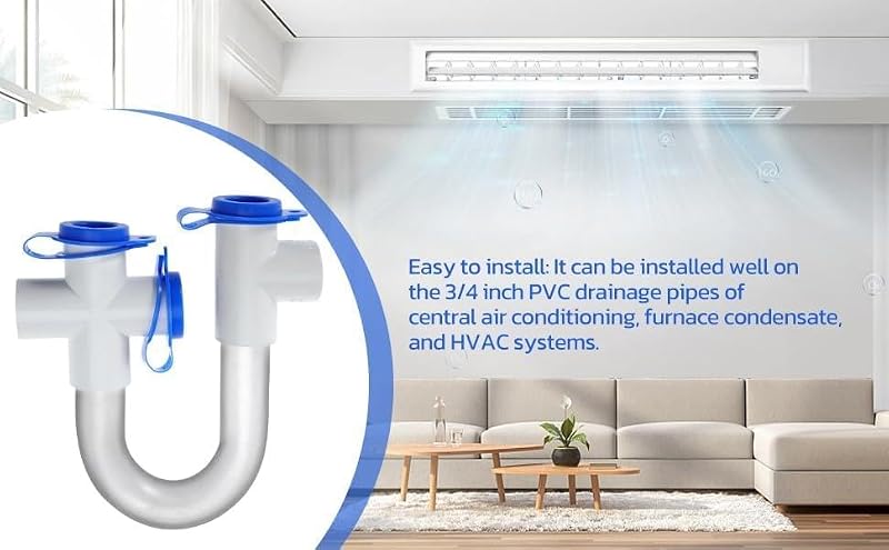 10 Pack 3/4" PVC Condensate Trap with 21" Flexible Cleaning Brush for HVAC Drainage
