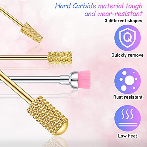 Honoson 10 Pcs Gold Nail Drill Bits Set - Tungsten Carbide Nail Tool