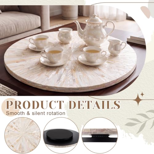 18 Inch Mother of Pearl Lazy Susan for Table Top - Cream Sunlight Variation