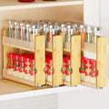 SpaceAid Bamboo Pull Out Spice Rack Organizer for Cabinets, 10.1 W x 10.6 D, 4 Drawers, 2-Tier, Natural