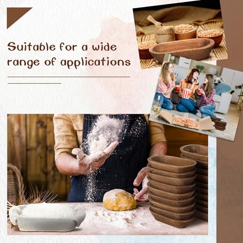 Nuogo Brown Wooden Dough Bowls Set 20 Pcs Rustic Hand Carved Kitchen Decor