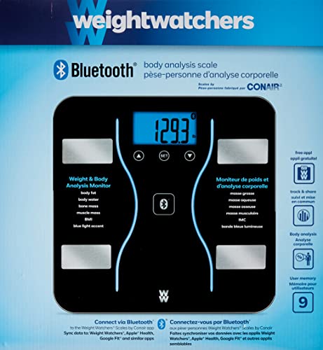 Conair Black Weight Watchers Bluetooth Body Scale with Body Fat & BMI