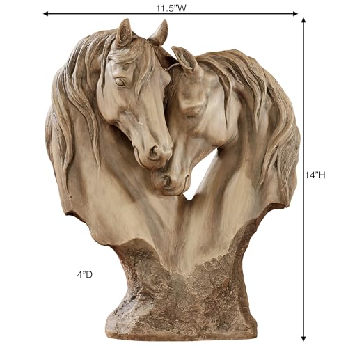 Loving Horses Table Sculpture - Tan, Horse Lover Home Decor, 11.5"