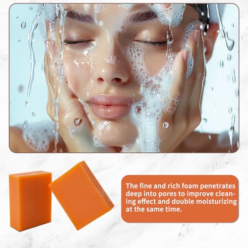EUQEE Glutathione Kojic Acid Soap, 5 oz Glutathione Soap Bars with Glutathione, Vitamin C, Collagen for Rejuvenating Skin, Reduces the Appearance of Dark Spots Fine Lines with a Foaming Net- 2 x 142g