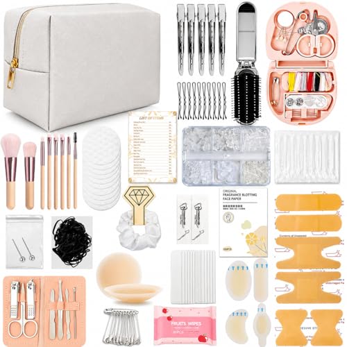 White Mini Emergency Kit for Women – Bridal & Purse Essentials, Wedding Survival, 50+ Items