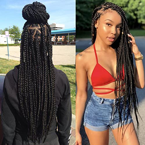 24 Inch Crochet Box Braids Hair Extensions - 7 Pack Black Goddess Style Variation of THIS listing