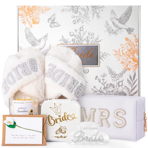 White Bridal Shower Gifts Set for Bride To Be 7Pcs Wedding Gift Box - Elegant & Practical