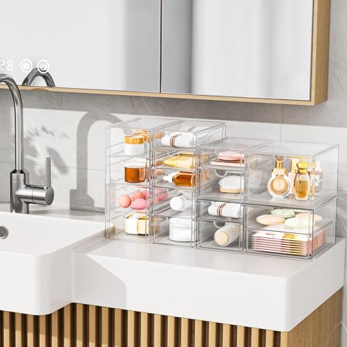 YFXCVSL 6-Pack Acrylic 31-Drawer Makeup & Storage Organizer for Desk