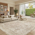 8x10 Washable Area Rug for Living Room - Neutral Beige and Brown