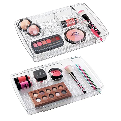 mDesign 2-Pack Expandable Clear Makeup Organizer for Bathroom & Vanity Drawers