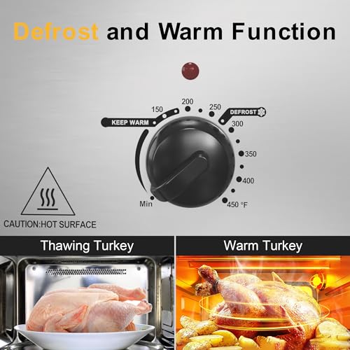 Sunvivi 20QT Electric Roaster Oven with Self-Basting Lid, Warm/Defrost, 24lb Capacity, Silver