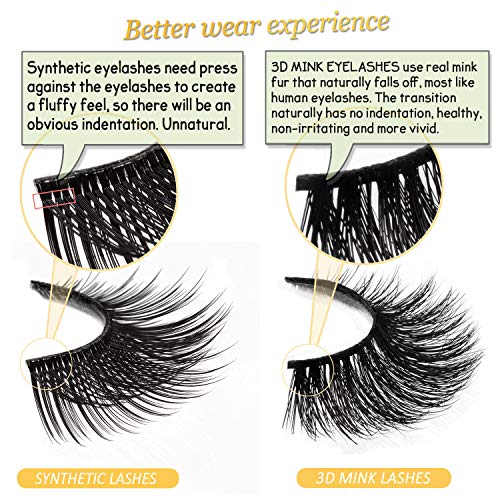 GOO GOO Mink Eyelashes, Middle Long Crossed Cluster Type False Eyelashes 18mm-25mm 5 Styles Multipack Natural Layered Hand Made Strips Siberian 3D Mink Lashes Fluffy Full Fake Eyelashes