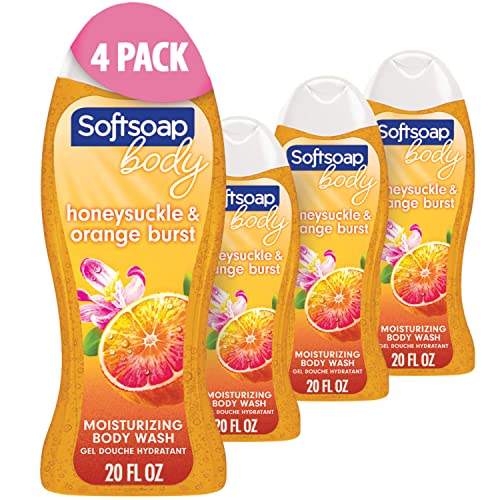 Softsoap Body Honeysuckle & Orange Burst Body Wash Pack of 4 - 20 Fl Oz Each
