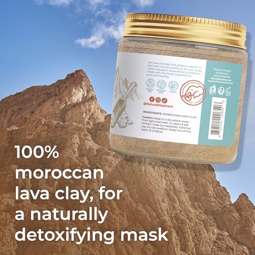 Natural Elephant Ghassoul (Rhassoul) Moroccan Lava Clay Powder | 100% Pure & Natural Face & Body Mask Powder | 1lb Bag Pack of 3 450g Bags