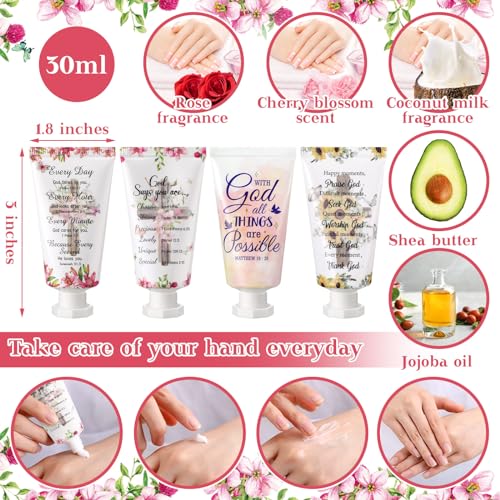 72 Pcs Christian Hand Cream Bulk Gifts for Women Bible Verse Mini Hand Lotion Scripture Travel Lotion for Dry Cracked Christian Religious Gifts Bulk for Mom Women Teacher Wedding Favors (Cross Style)
