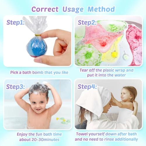 Kids Bath Bombs with Glow in The Dark Toy - 36 Pack Bath Surprise Set - Dinosaur, Ocean & Animal Variations
