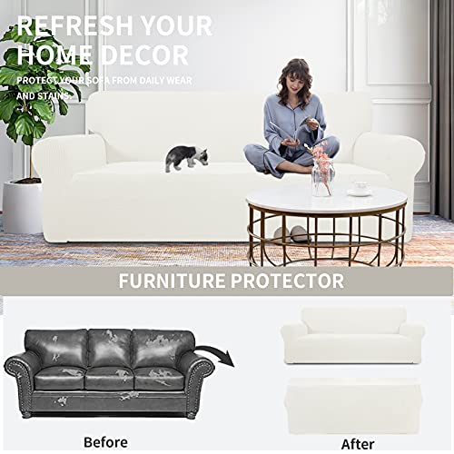 XX-Large Cream Oversized 4 Seater Sofa Couch Cover - Easy-Going Stretch Protector