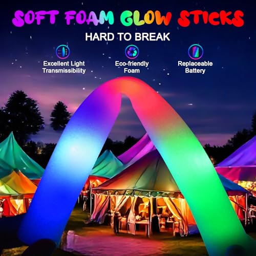 120 PCS Foam Glow Sticks with 3 Light Modes - Bright LED Party Supplies