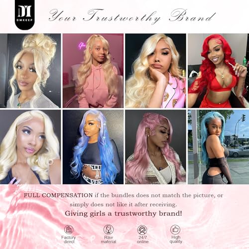 Human Hair Bundles 12A Blonde Body Wave 16 Inch - Unprocessed Virgin Brazilian 613 Extensions
