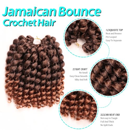 Jamaican Bounce Crochet Hair 4Packs 10 Inch Wand Curl for Black Women - T1B-30# Variation of THIS listing