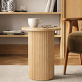 Stead Round Fluted Oak Side Table - Compact Modern Accent Piece