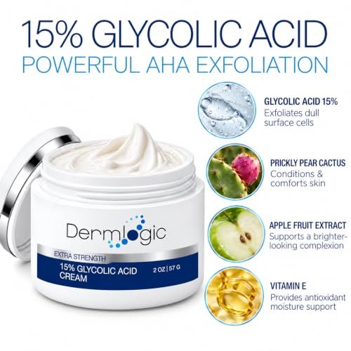 Glycolic Acid 15% Face & Body Exfoliating Cream for Anti-Aging & Brightening