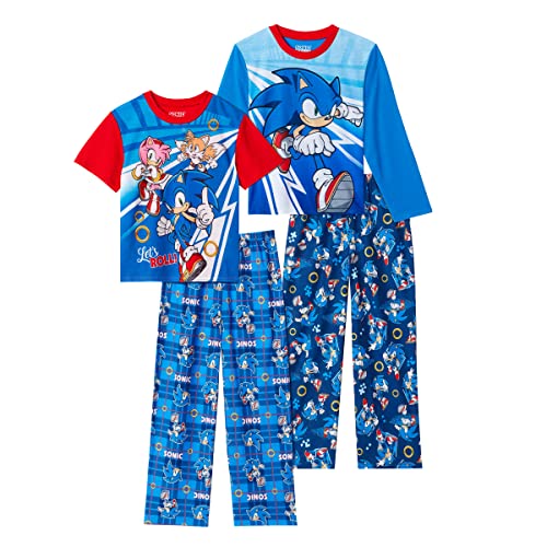 Sonic The Hedgehog Boys 4-Piece Pajama Sleepwear Set - Blue Blue, Kids