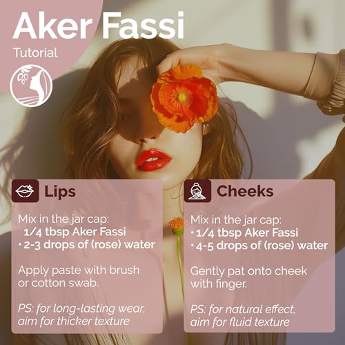 Natural Moroccan Lip & Cheek Tint Powder - Pomegranate & Poppy, 7 oz - Traditional Aker Fassi