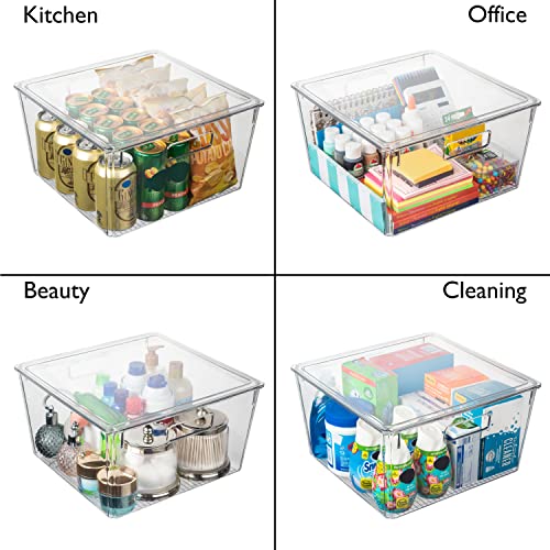 Large Plastic Storage Bins with Lids - Pantry Organizer XL 8 Pack