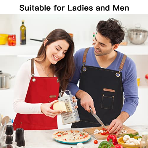Genixart Kitchen Aprons Men Women 6 Pack Black - Waterproof Cooking & BBQ Aprons