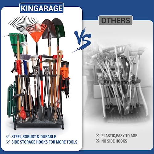 Yard Tool Storage Rack - Heavy-Duty Steel Organizer for 55+ Garden & Lawn Tools - Outdoor Shed & Garage Storage - Black - Variation of THIS listing