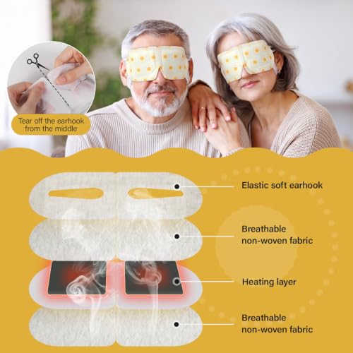 Steam Eye Masks for Dry Eyes & Relaxation - 16 Pack Warm Compress, Self-Heating Eye Masks for Stress Relief, Sleep Aid, Travel Essential