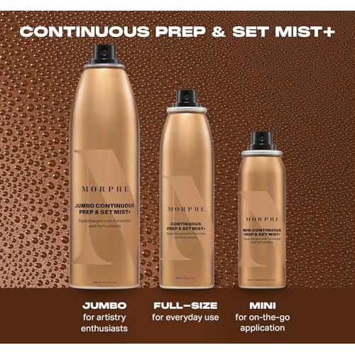 Morphe Jumbo Continuous Setting Spray for Makeup with a Radiant Finish (6.5 Fl oz) + Morphe Jumbo Continuous Prep & Set Hydrating Face Mist (6.5 oz)