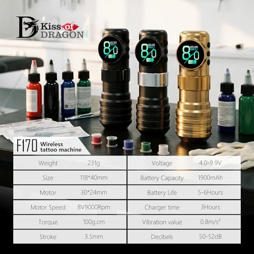 Cordless Tattoo Pen Kit with 1900mAh Battery for Beginners - Gold Variation