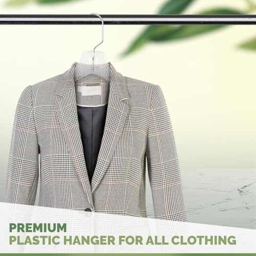 100 Pack Clear Plastic Shirt Hangers - Durable Closet Organization
