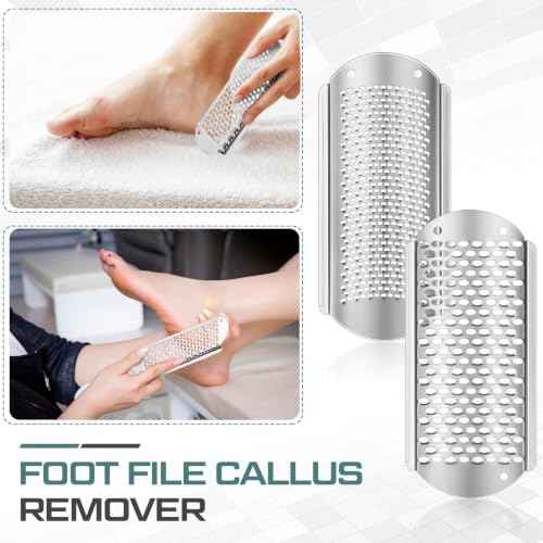 20 Pack Silver Foot File Replacement Blades Callus Remover Pedicure Rasp - Detachable Stainless Steel Scrubber for Hard Skin