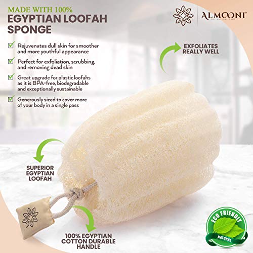 Natural Egyptian Shower Loofah Sponge & Back Scrubber Set - Exfoliating Body Buffers